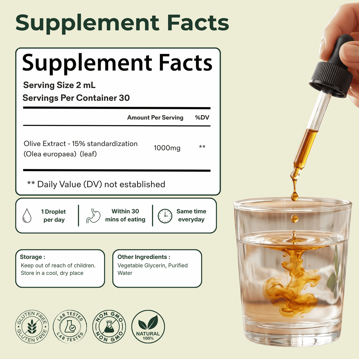 Elaia™ Olive Leaf Extract Drops - 150mg Oleuropein