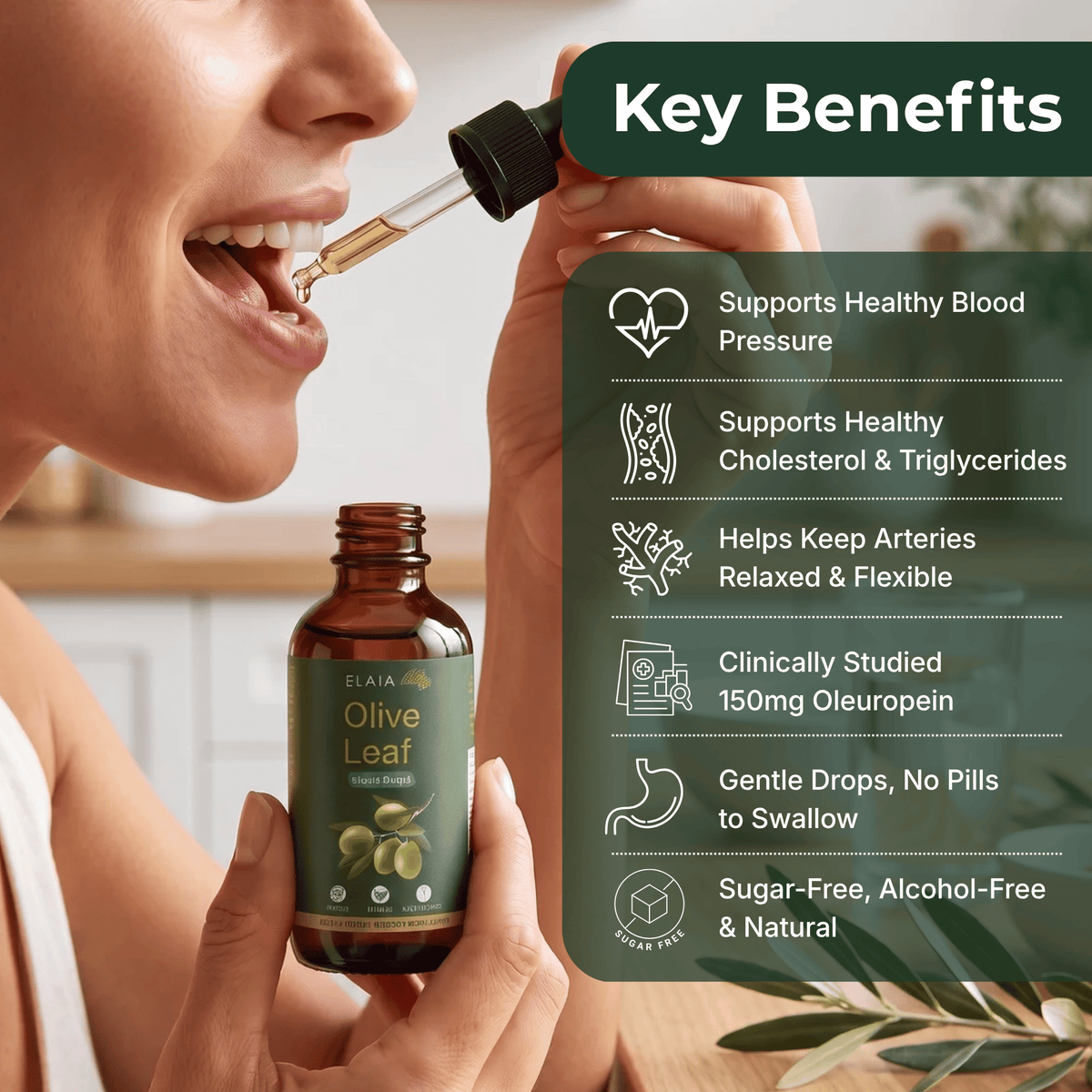 Elaia™ Olive Leaf Extract Drops - 150mg Oleuropein